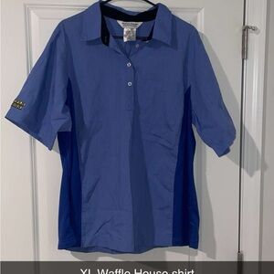 Women's Short-Sleeve Blue Polo Blouse